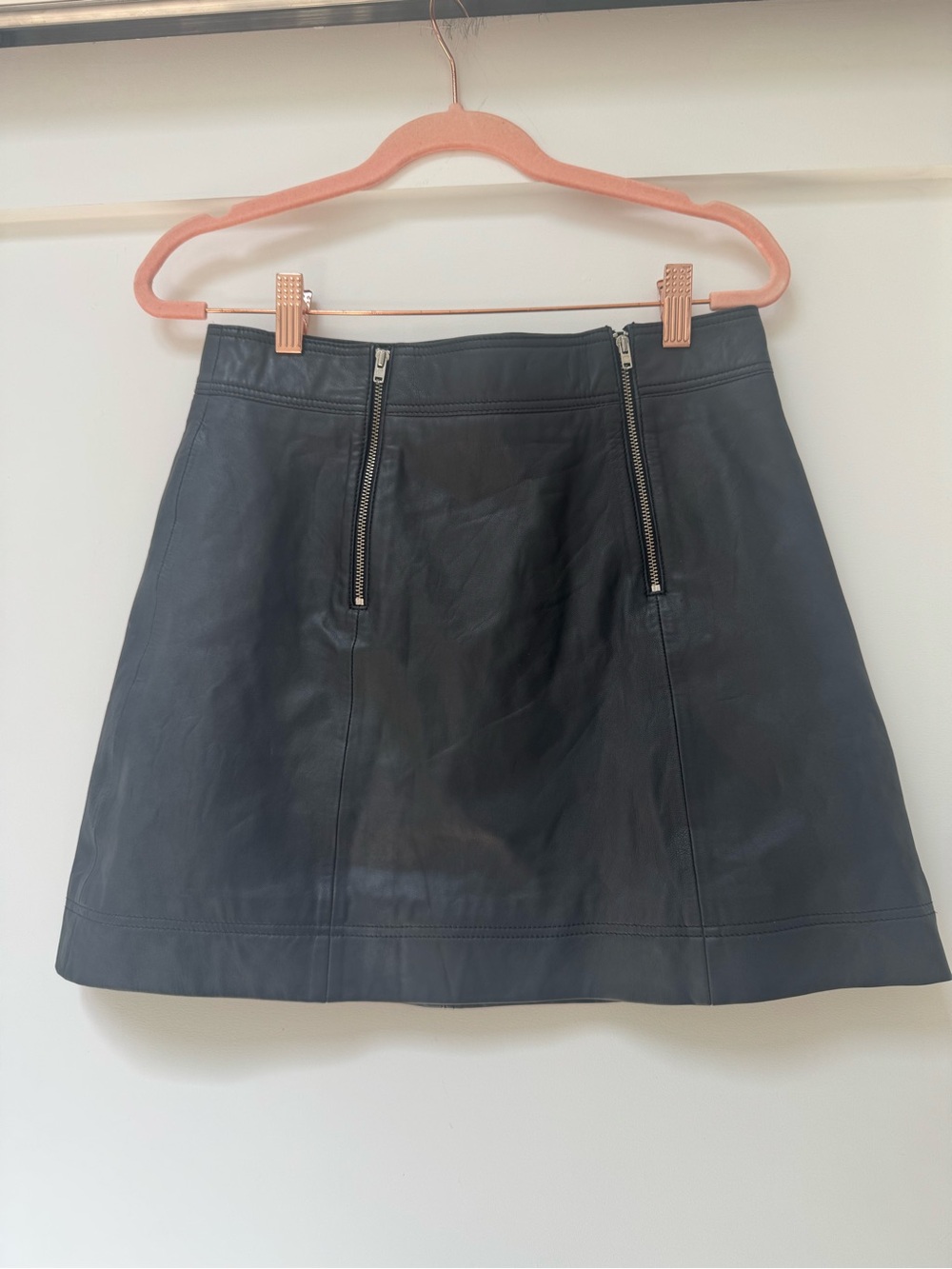 Madewell Black Leather A-Line Skirt with Dual Front Zips